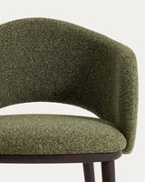 Maina Stuhl aus grünem festem Chenille und Beinen aus massivem Eschenholz mit Finish in Ebenholzoptik FSC Mix Credit von Kave Home – Bild 7