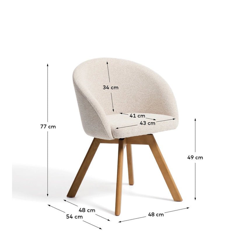 Marvin Drehstuhl mit Chenille und Beinen aus massiver Buche FSC 100% von Kave Home – Bild 4