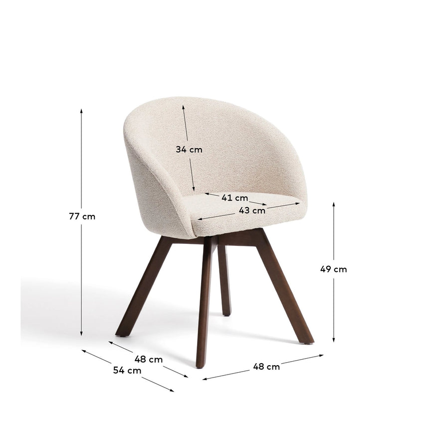 Marvin Drehstuhl mit beiger Chenille Beinen aus massiver Buche mit natürlichem Finish FSC 100% von Kave Home – Bild 4