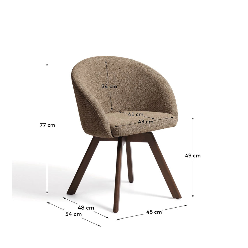 Marvin Drehstuhl mit brauner Chenille Beine aus massiver Buche mit Nussholzfinish FSC 100% von Kave Home – Bild 4