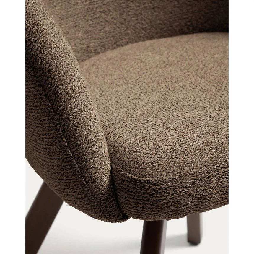 Marvin Drehstuhl mit brauner Chenille Beine aus massiver Buche mit Nussholzfinish FSC 100% von Kave Home – Bild 9