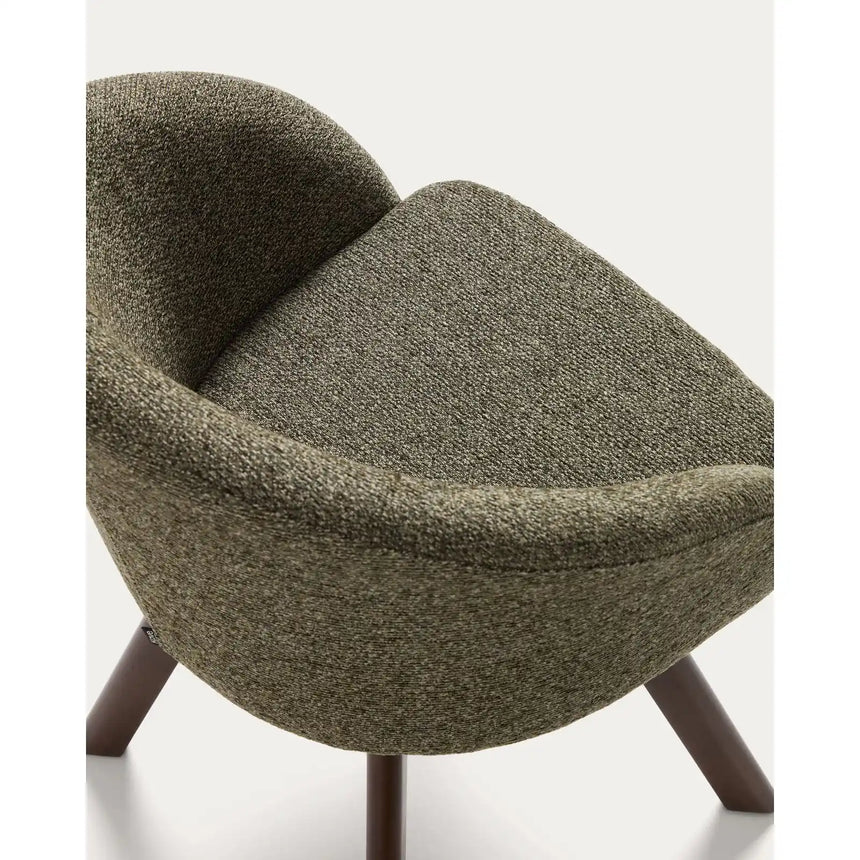 Marvin Drehstuhl mit grüner Chenille Beine aus massiver Buche mit Nussholzfinish FSC 100% von Kave Home – Bild 10