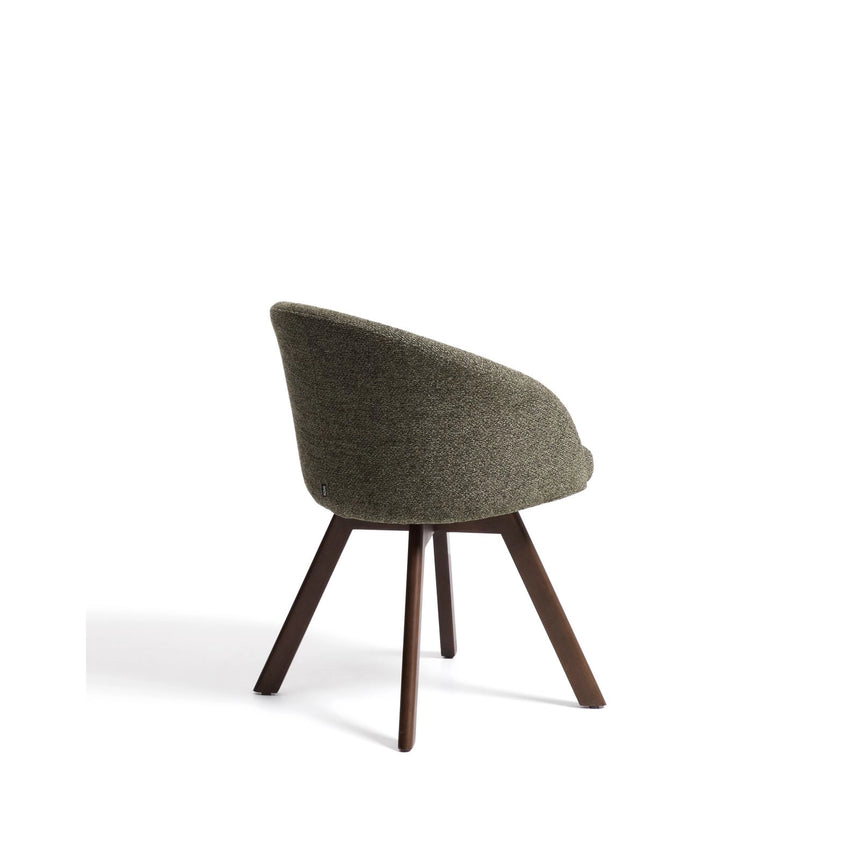 Marvin Drehstuhl mit grüner Chenille Beine aus massiver Buche mit Nussholzfinish FSC 100% von Kave Home – Bild 6