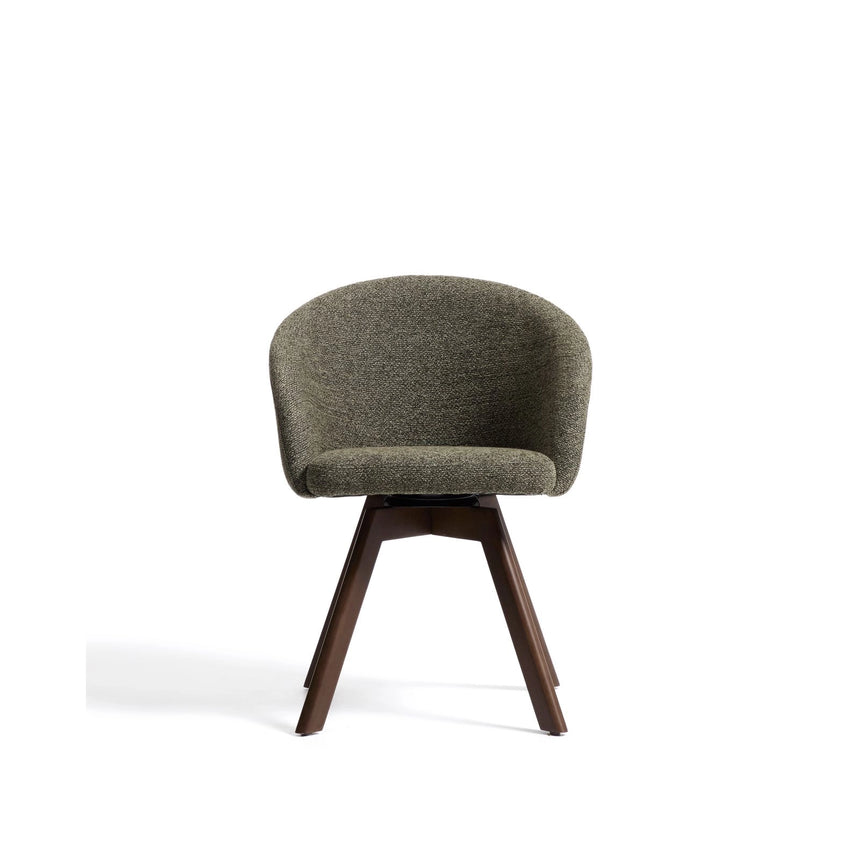 Marvin Drehstuhl mit grüner Chenille Beine aus massiver Buche mit Nussholzfinish FSC 100% von Kave Home – Bild 7