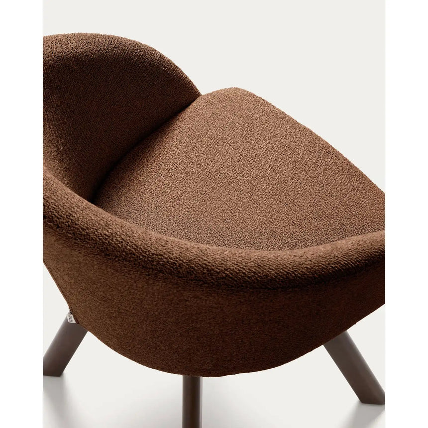 Marvin Drehstuhl mit terrakottafarbener Chenille Beine aus massiver Buche mit Nussholzfinish FSC 100% von Kave Home – Bild 10
