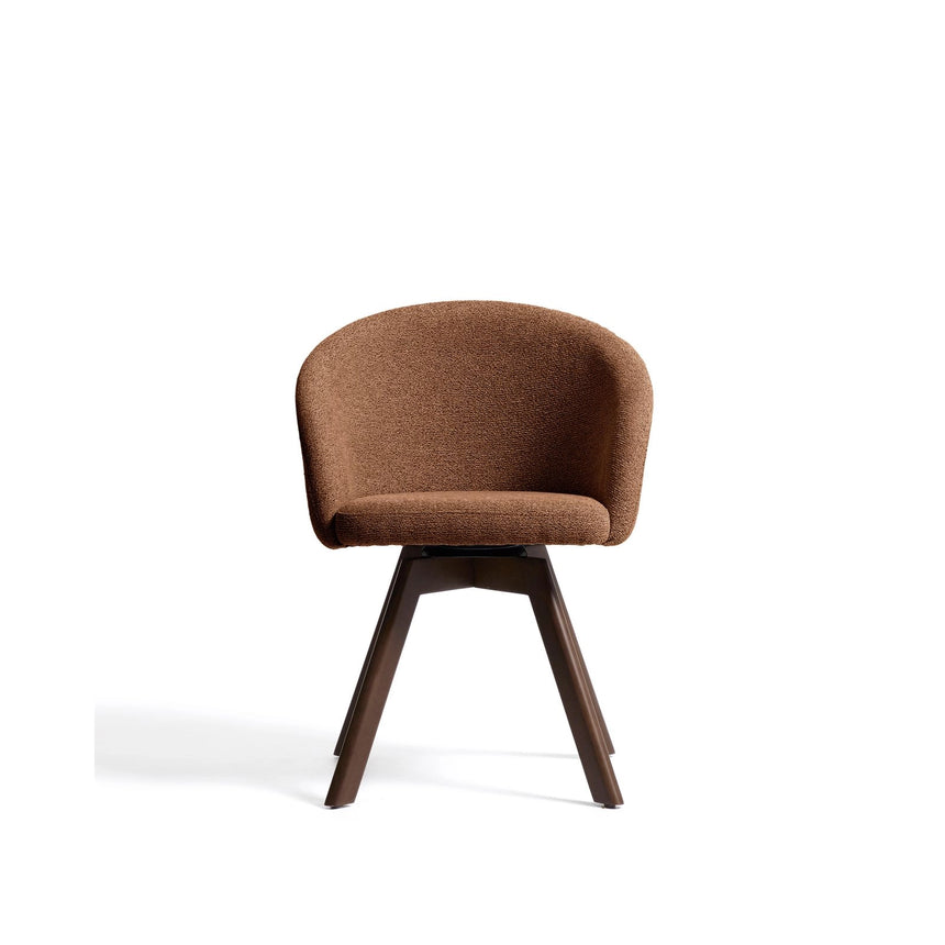 Marvin Drehstuhl mit terrakottafarbener Chenille Beine aus massiver Buche mit Nussholzfinish FSC 100% von Kave Home – Bild 7