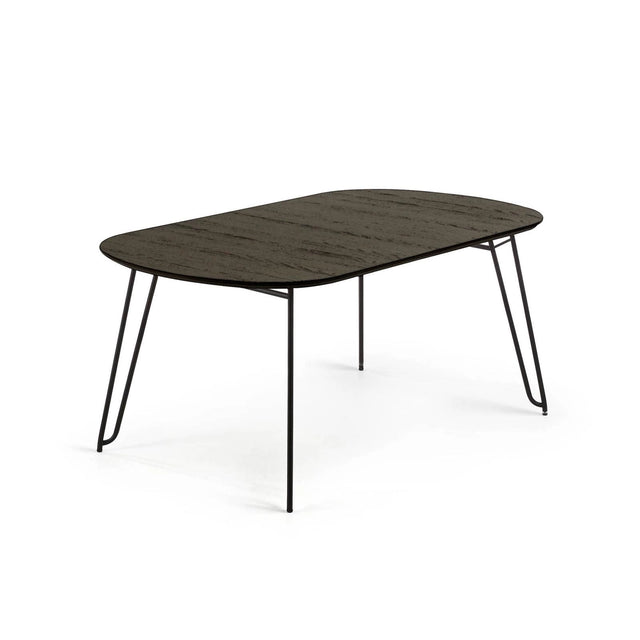 Milian ausziehbarer Tisch aus Eschenfurnier mit schwarzen Stahlbeine 140 (220) x 90 cm von Kave Home – Bild 1