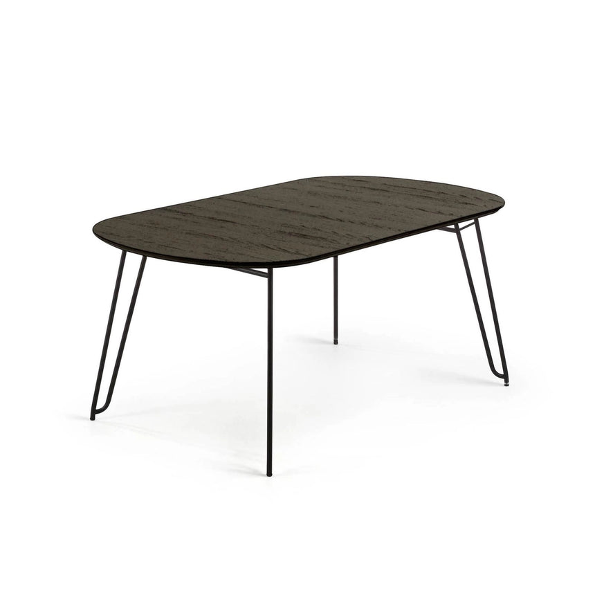 Milian ausziehbarer Tisch aus Eschenfurnier mit schwarzen Stahlbeine 140 (220) x 90 cm von Kave Home – Bild 1