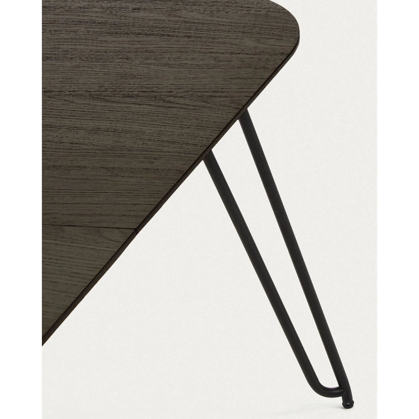 Milian ausziehbarer Tisch aus Eschenfurnier mit schwarzen Stahlbeine 140 (220) x 90 cm von Kave Home – Bild 11