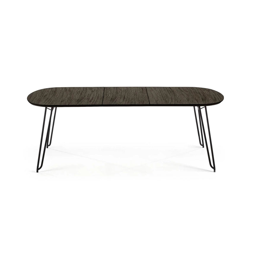 Milian ausziehbarer Tisch aus Eschenfurnier mit schwarzen Stahlbeine 140 (220) x 90 cm von Kave Home – Bild 8