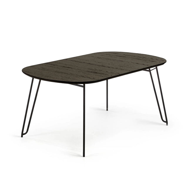 Milian ausziehbarer Tisch aus Eschenfurnier mit schwarzen Stahlbeine 170 (320) x 100 cm von Kave Home – Bild 1