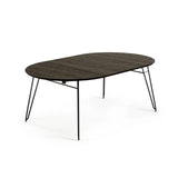 Milian ausziehbarer runder Tisch aus Eschenfurnier mit schwarzen Stahlbeine Ø 120 (200) cm von Kave Home – Bild 4