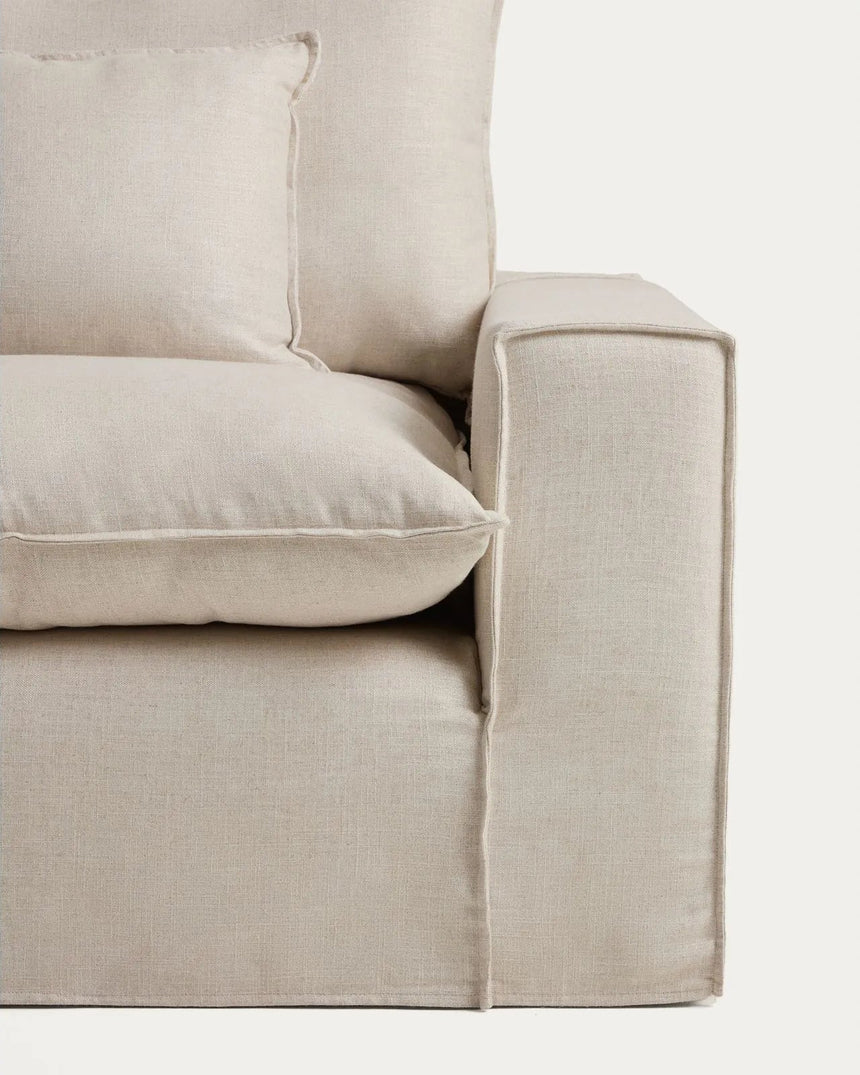 Modulares 4-Sitzer-Ecksofa Anarela, Linke Seite, mit abnehmbarem Bezug aus Leinen und Viskose, 287 x 307 cm, FSC Mix Credit von Kave Home – Bild 5