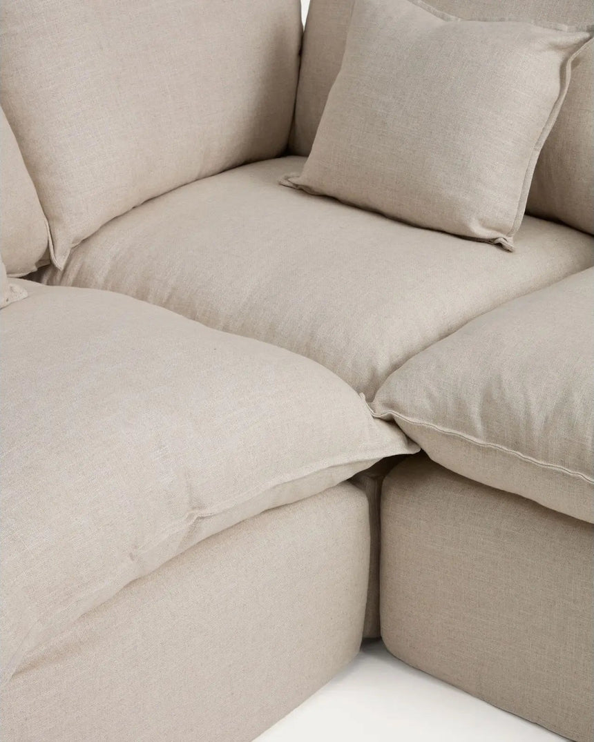 Modulares 4-Sitzer-Ecksofa Anarela, Linke Seite, mit abnehmbarem Bezug aus Leinen und Viskose, 287 x 307 cm, FSC Mix Credit von Kave Home – Bild 6