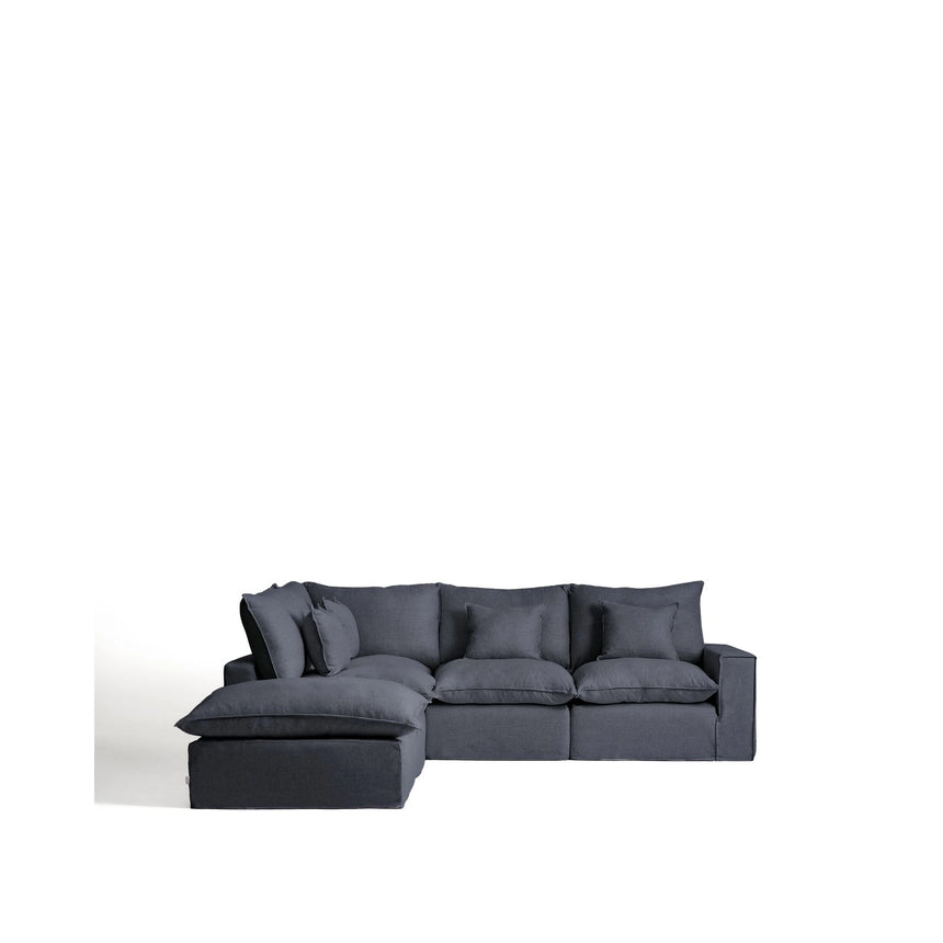 Modulares 4-Sitzer-Ecksofa Anarela, Linke Seite, mit abnehmbarem Bezug aus Leinen und Viskose in Dunkelgrau, 287 x 307 cm, FSC Mix Credit von Kave Home – Bild 1