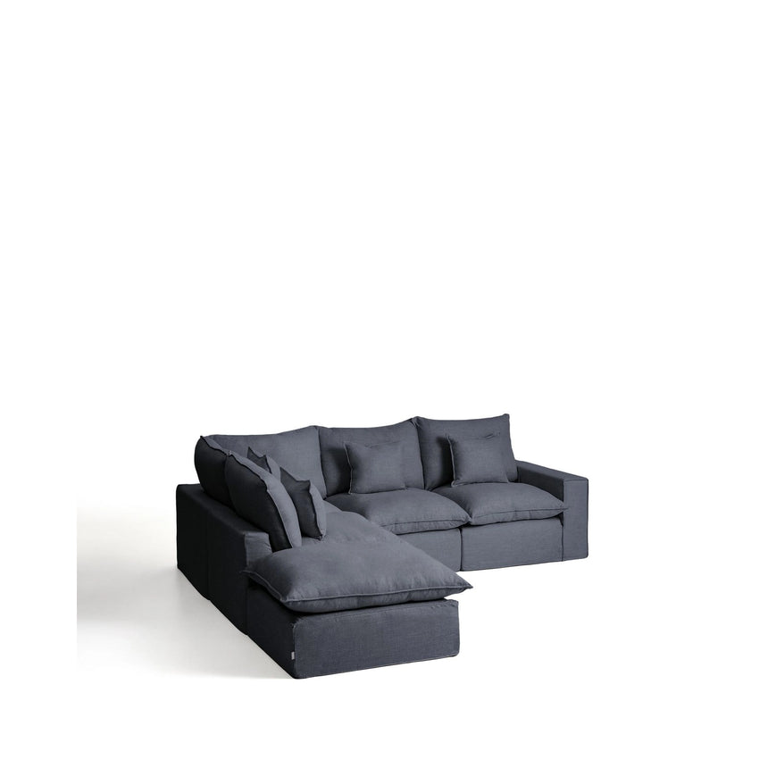 Modulares 4-Sitzer-Ecksofa Anarela, Linke Seite, mit abnehmbarem Bezug aus Leinen und Viskose in Dunkelgrau, 287 x 307 cm, FSC Mix Credit von Kave Home – Bild 3