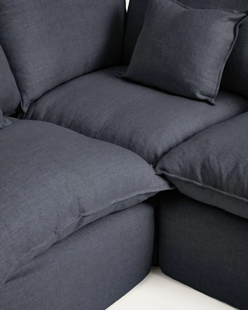 Modulares 4-Sitzer-Ecksofa Anarela, Linke Seite, mit abnehmbarem Bezug aus Leinen und Viskose in Dunkelgrau, 287 x 307 cm, FSC Mix Credit von Kave Home – Bild 5
