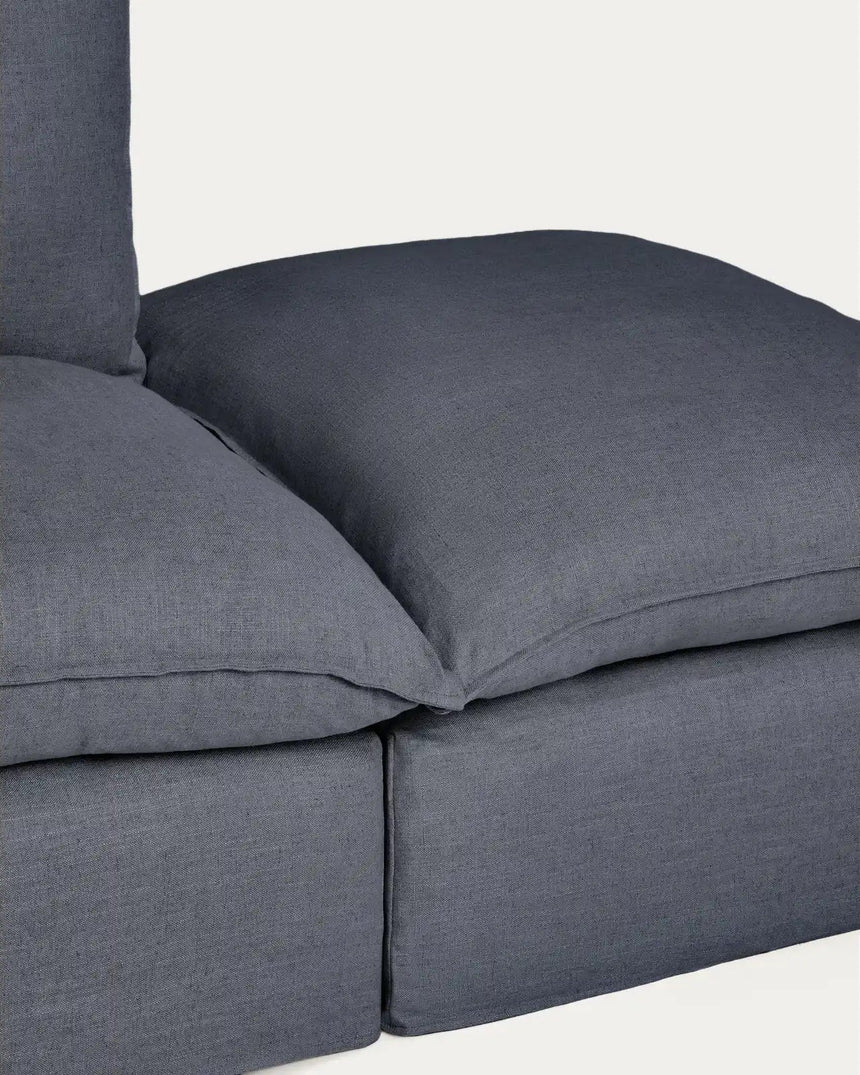 Modulares 4-Sitzer-Ecksofa Anarela, Linke Seite, mit abnehmbarem Bezug aus Leinen und Viskose in Dunkelgrau, 287 x 307 cm, FSC Mix Credit von Kave Home – Bild 7