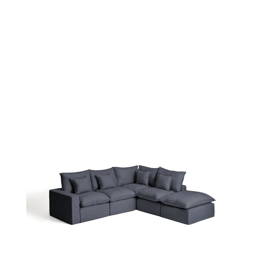 Modulares 4-Sitzer-Ecksofa Anarela, Rechte Seite, mit abnehmbarem Bezug aus Leinen und Viskose in Dunkelgrau, 307 x 287 cm, FSC Mix Credit von Kave Home – Bild 3