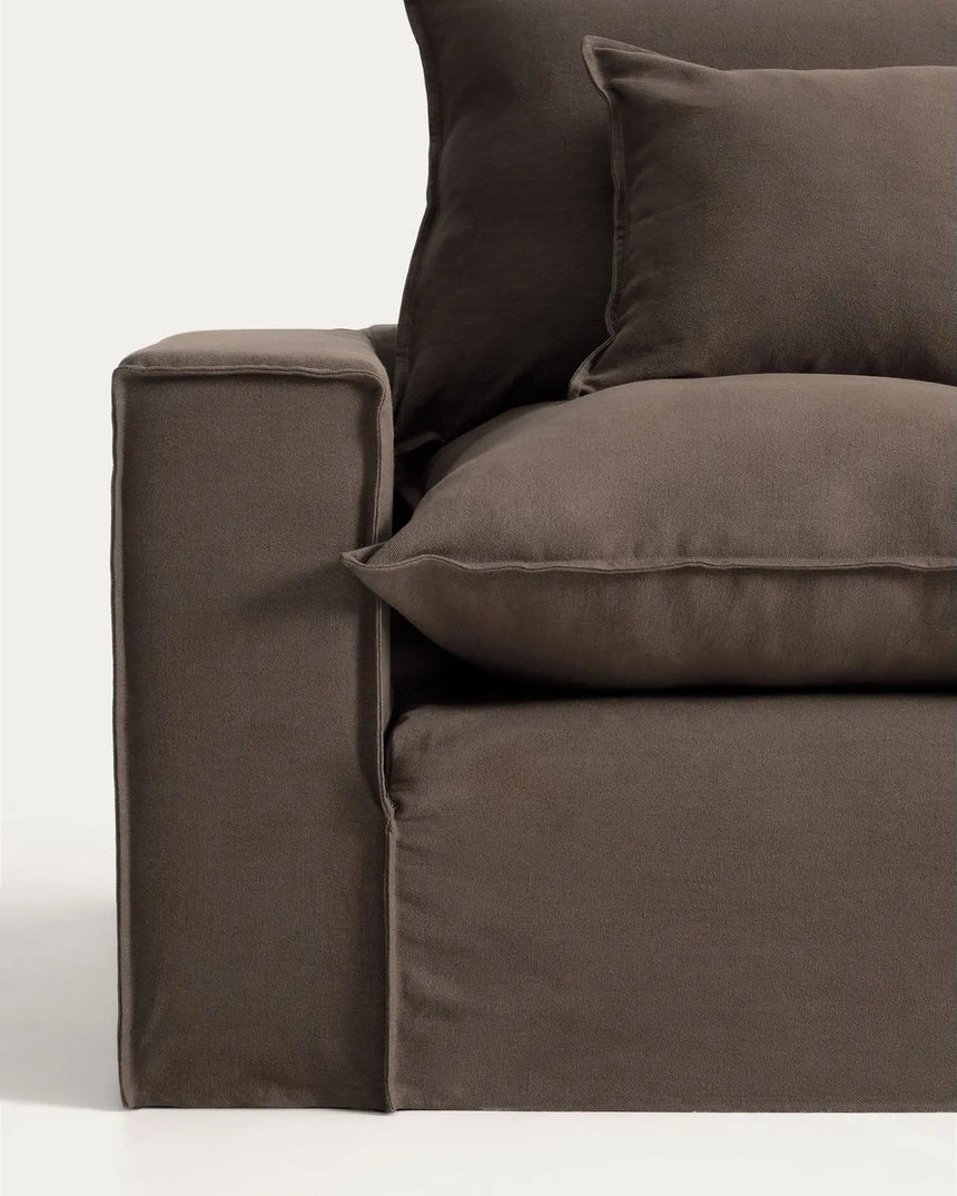 Modulares 4-Sitzer-Ecksofa Anarela mit abnehmbarem Bezug aus 100 % Leinen in Taupe, 307 x 287 cm, FSC Mix Credit von Kave Home – Bild 5