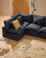 Modulares 4-Sitzer-Ecksofa Anarela mit abnehmbarem Bezug aus Leinen und Viskose in Dunkelgrau, 287 x 197 cm / 197 x 287 cm, FSC Mix Credit von Kave Home – Bild 2