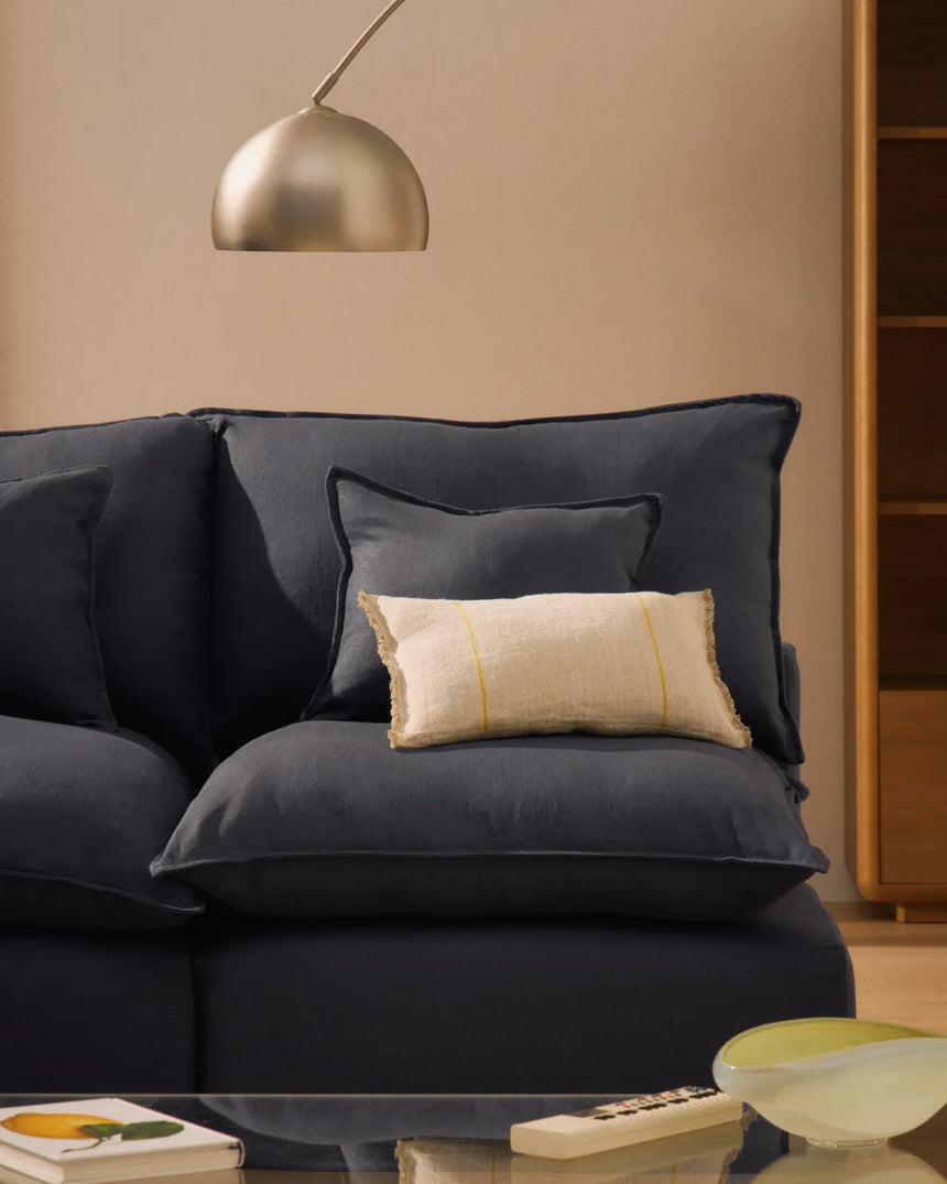 Modulares 4-Sitzer-Ecksofa Anarela mit abnehmbarem Bezug aus Leinen und Viskose in Dunkelgrau, 287 x 197 cm / 197 x 287 cm, FSC Mix Credit von Kave Home – Bild 3