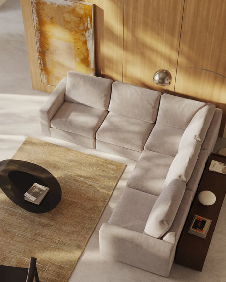 Modulares 5-Sitzer-Ecksofa Alea mit Bezug aus Chenille in Beige, 310 x 310 cm von Kave Home – Bild 2