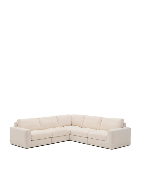 Modulares 5-Sitzer-Ecksofa Alea mit Bezug aus Chenille in Ecru, 310 x 310 cm von Kave Home – Produktbild 1