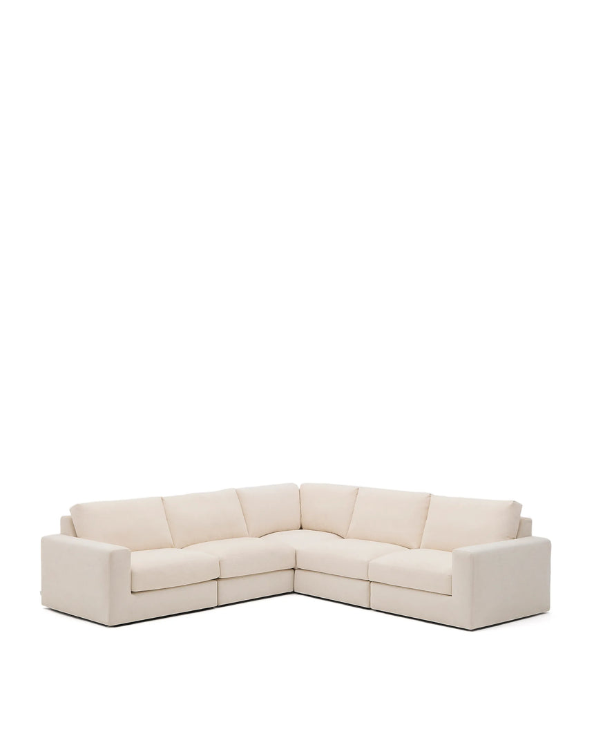 Modulares 5-Sitzer-Ecksofa Alea mit Bezug aus Chenille in Ecru, 310 x 310 cm von Kave Home – Produktbild 1