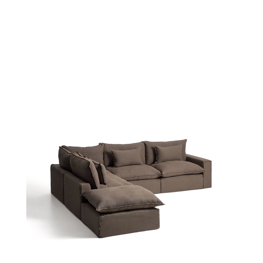Modulares 6-Sitzer-Ecksofa Anarela mit abnehmbarem Bezug aus 100 % Leinen in Taupe, 307 x 347 cm, FSC Mix Credit von Kave Home – Bild 3