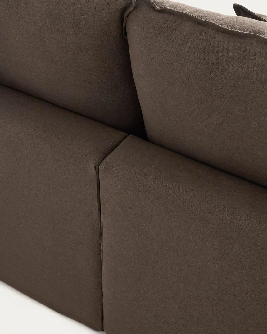 Modulares 6-Sitzer-Ecksofa Anarela mit abnehmbarem Bezug aus 100 % Leinen in Taupe, 307 x 347 cm, FSC Mix Credit von Kave Home – Bild 6