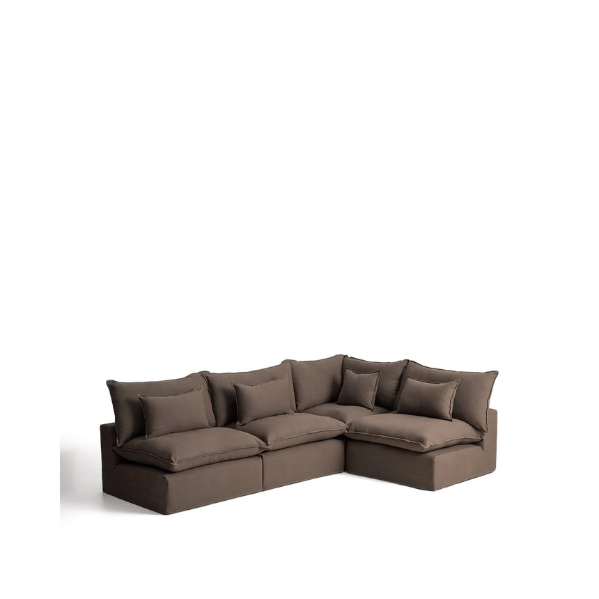Modulares 6-Sitzer-Ecksofa Anarela mit abnehmbarem Bezug aus 100 % Leinen in Taupe, 327 x 217 cm / 217 x 327 cm, FSC Mix Credit von Kave Home – Bild 5