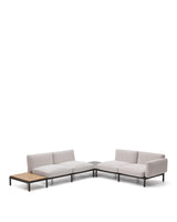 Modulares Outdoor-Ecksofa Sorells mit 4 Sitzplätzen mit beigefarbener Polsterung und grauem Aluminium, mit Tisch aus Teakholz, 353 x 316,5 cm, FSC 100 % von Kave Home – Produktbild 7