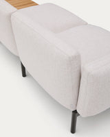 Modulares Outdoor-Sofa Sorells mit 3 Sitzplätzen mit beigefarbener Polsterung und grauem Aluminium, mit Tisch aus Teakholz, 341 x 113 cm, FSC 100 % von Kave Home – Produktbild 1