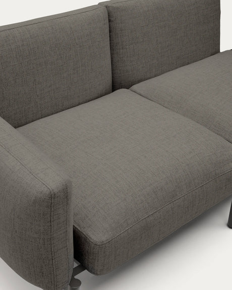 Modulares Outdoor-Sofa Sorells mit 3 Sitzplätzen mit grauer Polsterung und grauem Aluminium, mit Tisch aus Teakholz, 341 x 113 cm, FSC 100 % von Kave Home – Produktbild 2