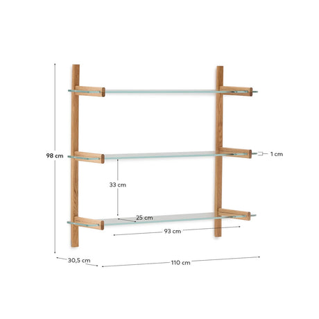 Modulares Regal Sitra 3 Regalbrettern aus Massivholz 110 cm FSC Mix Credit von Kave Home – Bild 3