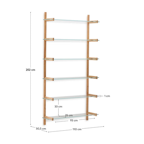 Modulares Regal Sitra 6 Regalbrettern aus Massivholz 110 cm FSC Mix Credit von Kave Home – Bild 3