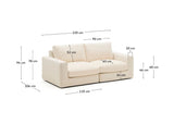 Modulares Sofa Alea für 3 Personen mit abnehmbarem Bezug aus Chenille in Ecru, 220 cm von Kave Home – Produktbild 4