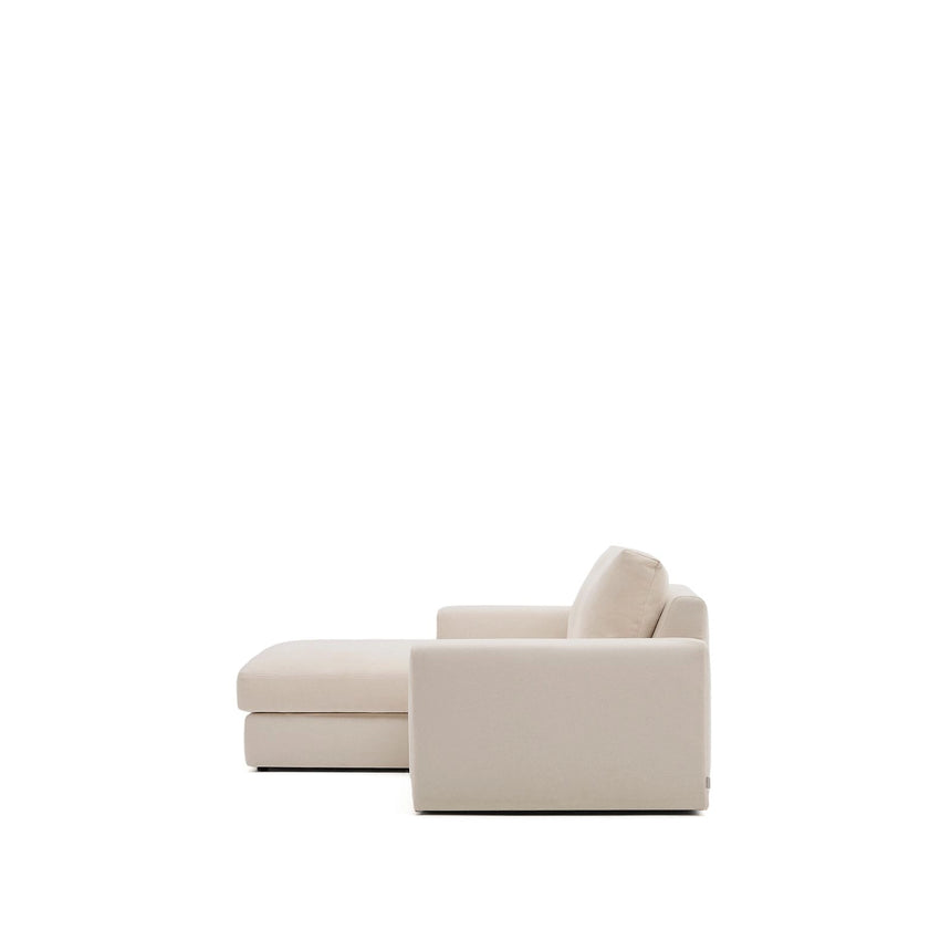 Modulares Sofa Alea für 3 Personen mit abnehmbarem Bezug aus Chenille mit Chaiselongue links in Beige, 220 cm von Kave Home – Bild 4
