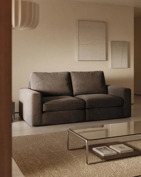 Modulares Sofa Alea für 3 Personen mit abnehmbarem Bezug aus dunkelbrauner Chenille, 220 cm von Kave Home – Produktbild 2