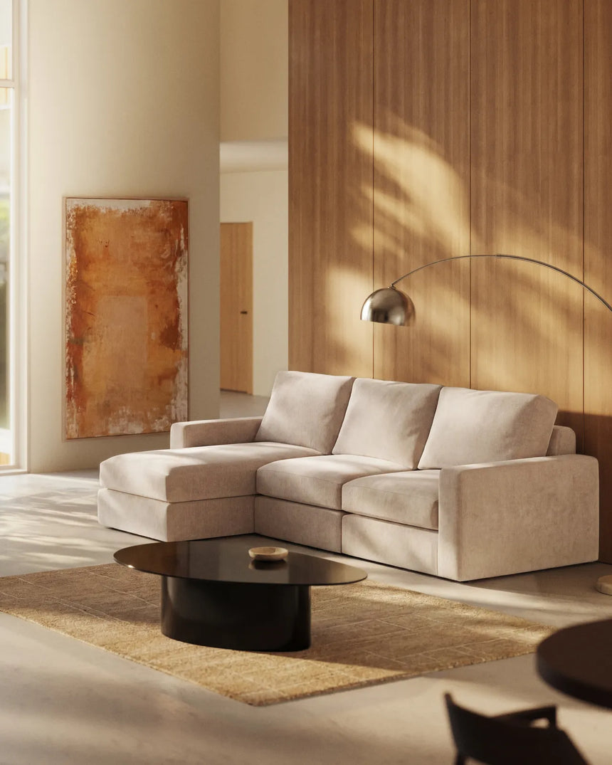 Modulares Sofa Alea für 4 Personen mit abnehmbarem Bezug aus Chenille mit Chaiselongue links in Beige, 310 cm von Kave Home – Bild 2
