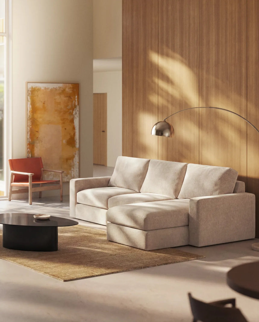 Modulares Sofa Alea für 4 Personen mit abnehmbarem Bezug aus Chenille mit Chaiselongue rechts in Beige, 310 cm von Kave Home – Bild 2