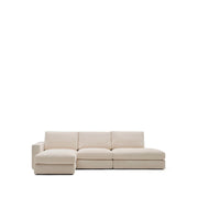 Modulares Sofa Alea für 5 Personen mit abnehmbarem Bezug aus Chenille mit Chaiselongue links in Beige, 340 cm von Kave Home – Bild 1