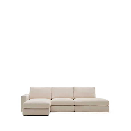 Modulares Sofa Alea für 5 Personen mit abnehmbarem Bezug aus Chenille mit Chaiselongue links in Beige, 340 cm von Kave Home – Bild 1