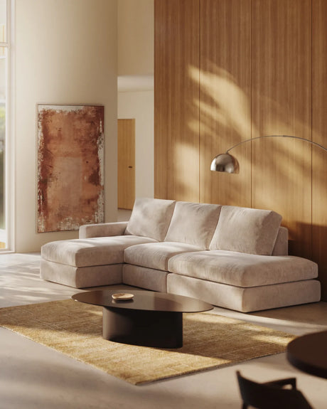 Modulares Sofa Alea für 5 Personen mit abnehmbarem Bezug aus Chenille mit Chaiselongue links in Beige, 340 cm von Kave Home – Bild 2