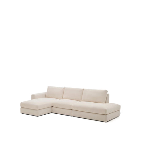 Modulares Sofa Alea für 5 Personen mit abnehmbarem Bezug aus Chenille mit Chaiselongue links in Beige, 340 cm von Kave Home – Bild 3