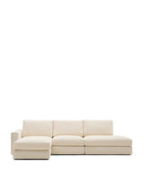 Modulares Sofa Alea für 5 Personen mit abnehmbarem Bezug aus Chenille mit Chaiselongue links in Ecru, 340 cm von Kave Home – Produktbild 1