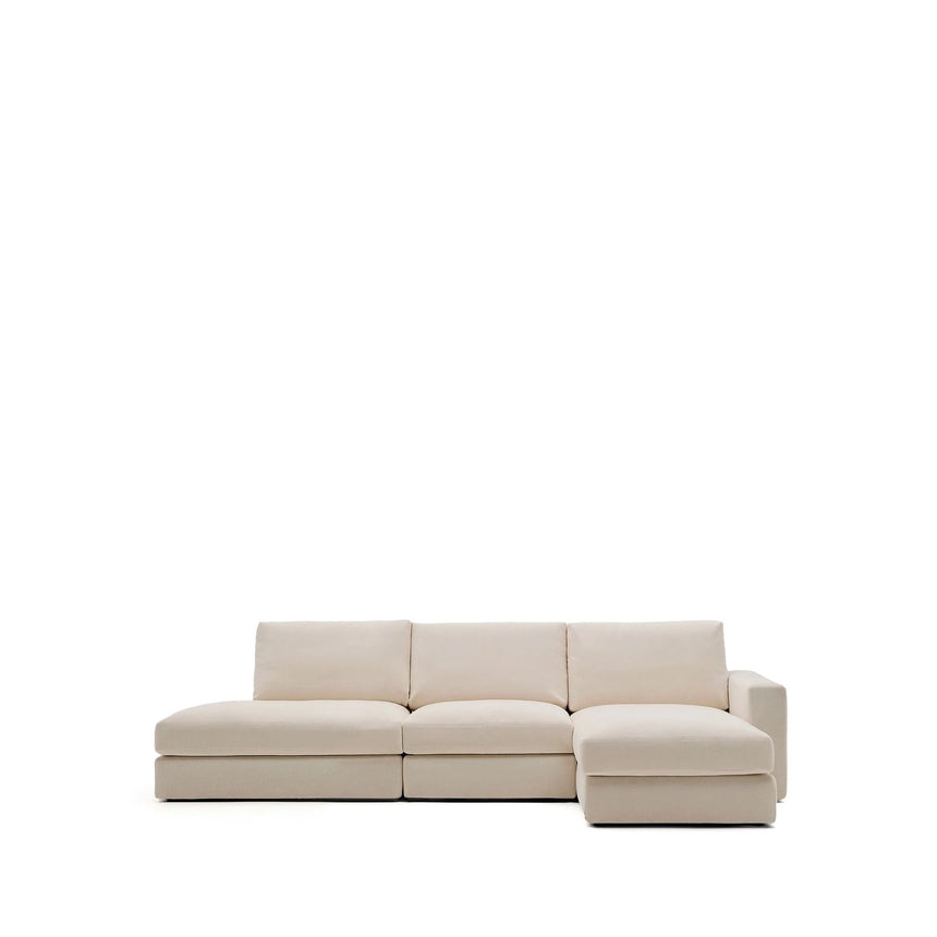 Modulares Sofa Alea für 5 Personen mit abnehmbarem Bezug aus Chenille mit Chaiselongue rechts in Beige, 340 cm von Kave Home – Bild 1