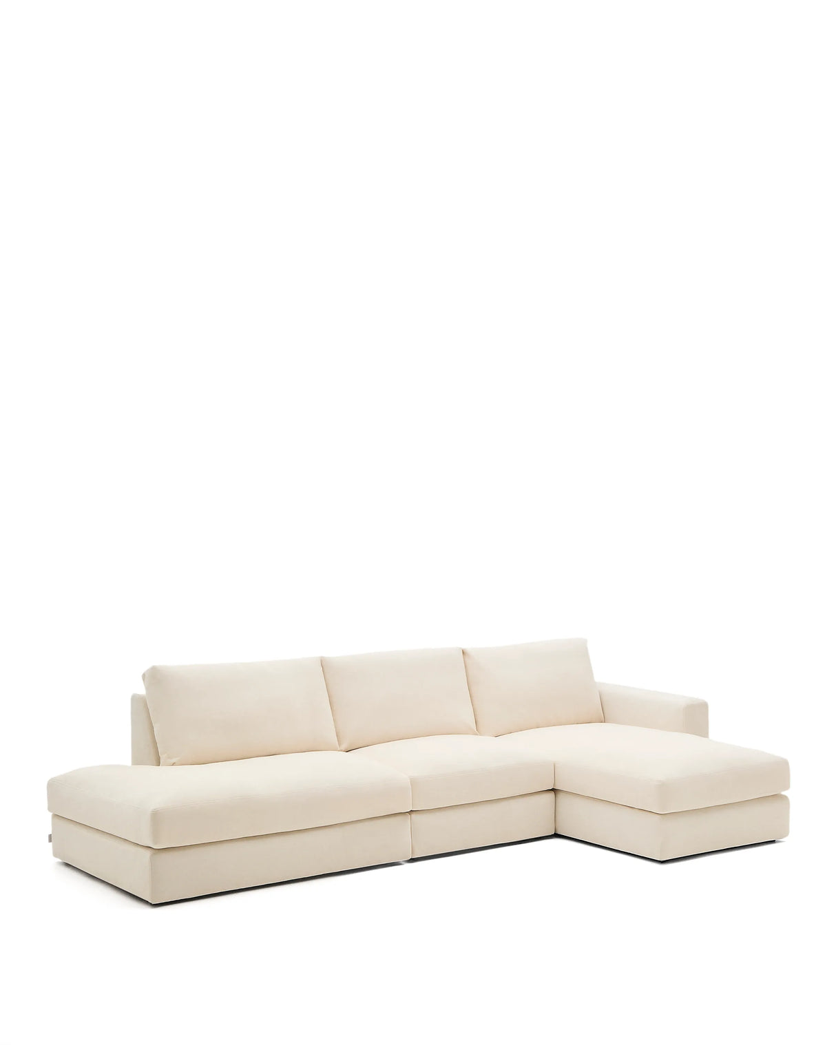 Modulares Sofa Alea für 5 Personen mit abnehmbarem Bezug aus Chenille mit Chaiselongue rechts in Ecru, 340 cm von Kave Home – Produktbild 7