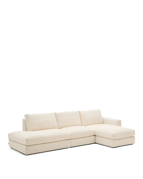 Modulares Sofa Alea für 5 Personen mit abnehmbarem Bezug aus Chenille mit Chaiselongue rechts in Ecru, 340 cm von Kave Home – Produktbild 7